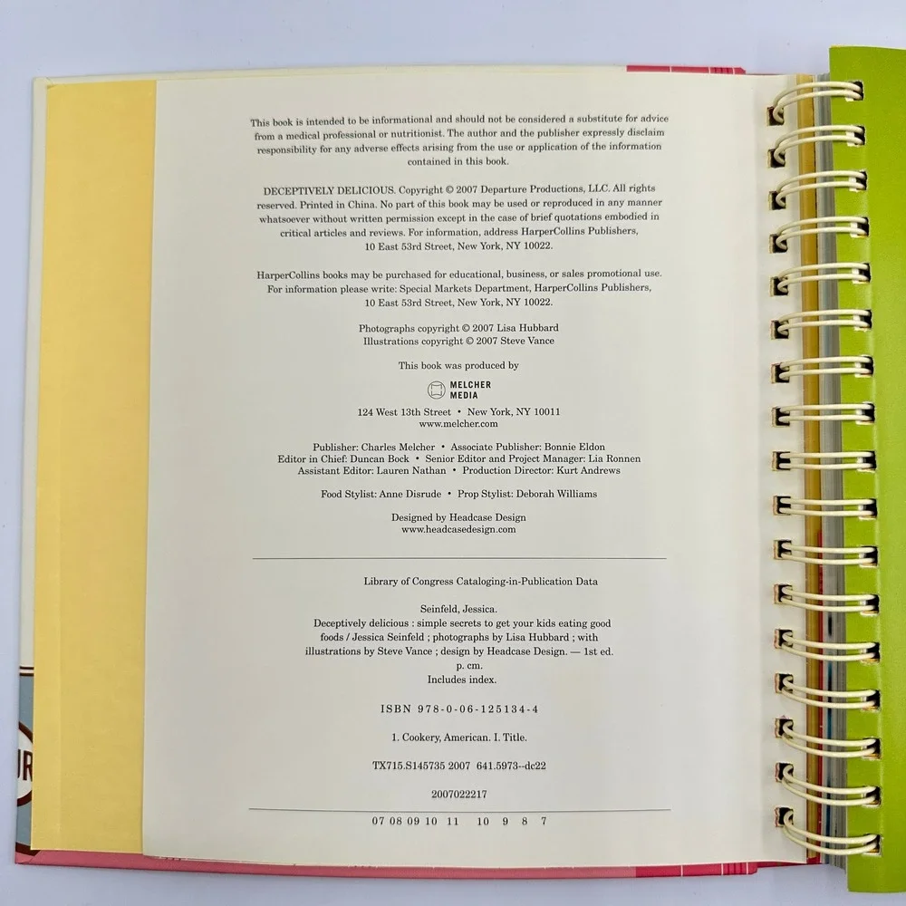 Deceptively Delicious Seinfeld 2007 Spiral Hardcover‎ HarperCollins Kids Cooking